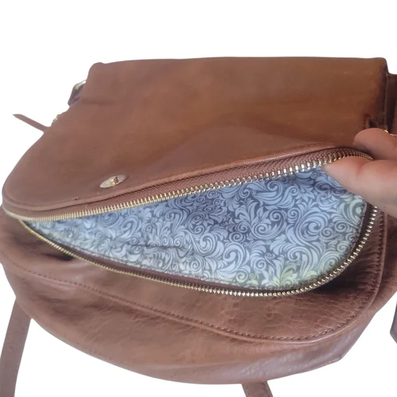 Urban Expressions Elegant Brown Leather Shoulder Bag - Picture 7 of 11